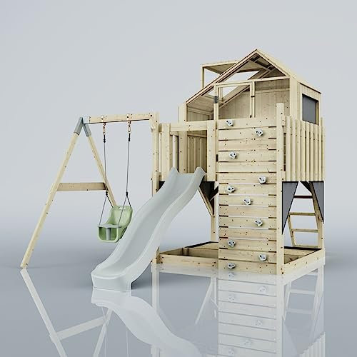 PolarPlay Kids Climbing Tower & Playhouse - Swing Eerika Mist