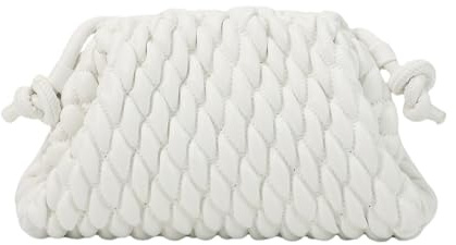 Fecialy Damen Knödel Tasche Cloud Clutch Geldbörse Geraffte Handtasche Leder Hobo Bag Abend Crossbody Geldbörse, Weiss/opulenter Garten