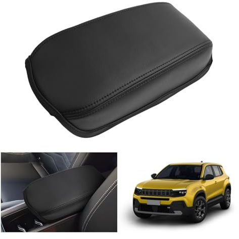 GAFAT Compatibile con Nuovo Jeep Avenger 2023-2025 2026 EV Hybrid Copertura per Bracciolo Console Centrale, Bracciolo Protezione in Pelle PU, Accessori Avenger 2025 (Nero)