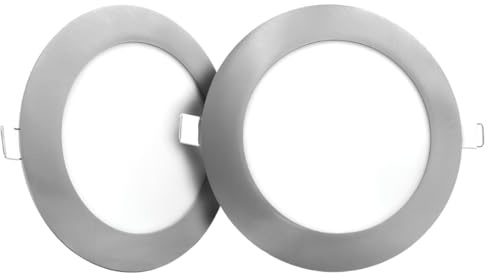MAKA Faretto Led da Incasso Tondo Grigio Alluminio Satinato Faro Cartongesso Luce Bianca Calda Naturale o Fredda Diametro Foro da 150 a 205 mm Ideale per Soffitto (2Pcs 18W, Luce calda 3000K)