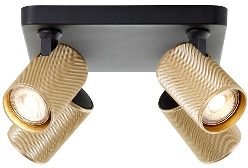 Brilliant Lampe Marty LED Spotplatte 4flg sand schwarz/matt gold gold 4x GU10, 10 W, LED-Leuchtmittel inklusive und wechselbar