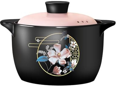 Cazuela Olla De Barro Cuencos De Cerámica Con Tapa Olla Antiadherente for Cocinar Resistente Al Calor Olla for Sopa Utensilios De Cocina Estufa Plato Redondo Fácil De Limpiar Con Asas for Cena Y Fiest