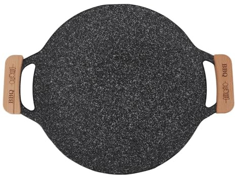 Grillpfanne, Grillplatte Pfanne Grillpfanne Gusseisen Leicht zu Reinigende Runde Grillpfanne für Camping (Groß: 50 cm)
