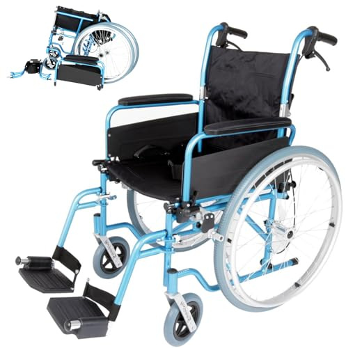 U-Go Esteem Lightweight Aluminium Folding Self Propelled Wheelchair with Attendant Brakes, Foldable Wheelchairs for Adults, Travel Wheelchair, Mobility Aid, Seat Width (16)