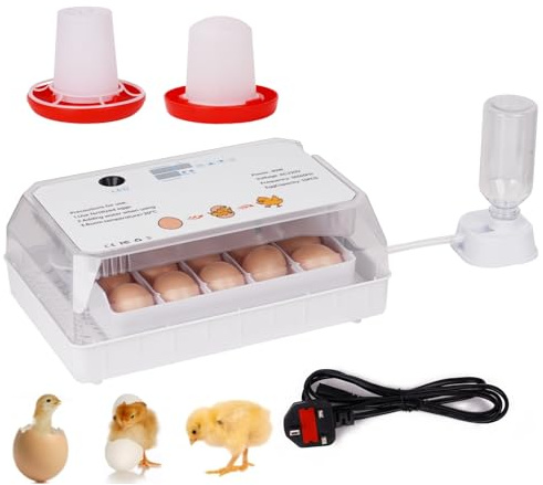 BREUAILY 15 Egg Incubator Fully Automatic Poultry Hatcher Quail, Egg Incubators for Hatching Eggs with Led Light, 3 in 1 Smart Temperature Control & Automa Egg Turner for Chicken, Goose, and Duck