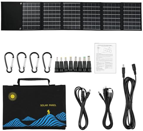 Faltbare Tasche für Solarpanel 50 W, 6 Klappen, Dual-Ausgang USB + DC, tragbares Solar-Ladegerät, faltbar, tragbare Stromversorgung für Outdoor, Wandern