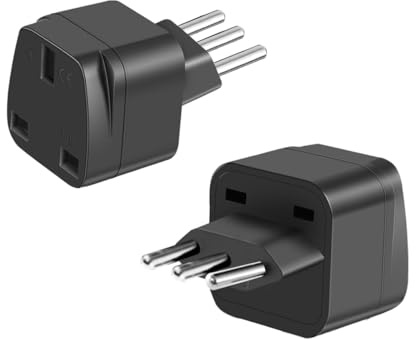 Italy Plug Adapter UK to Italy Plug Adapter (Black 2Pack)