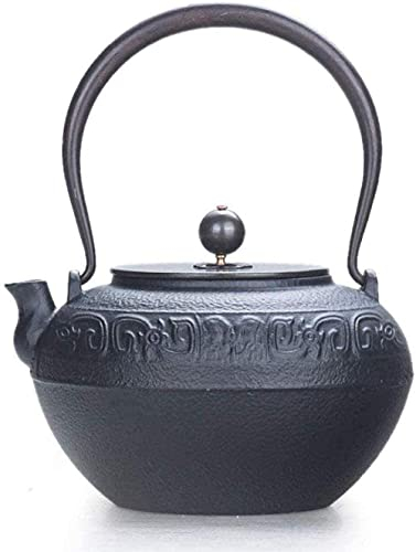 OQHAIR Service à thé en Fonte, Pot en Fonte du sud, thé Bouilli Non revêtu, Vieux Fer de Bon augure, Liquidation d'extrémité Noire, Service à thé Fait à la Main, 1 3L, décoration de la ma