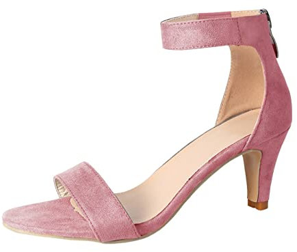 LOIJMK Sandaletter dam med klack, öppen tå romerska sandaler dam högklackade pumps tryckta sommarskor höga klackar sandaler kvinnor fritidssandaler festskor damsandaler pumps skor, ROSA, 42 EU
