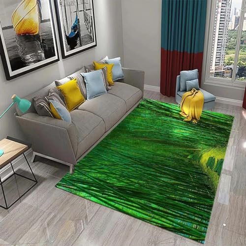 XINRUYI 3D Grüner Bambus Wald Bambusteppich Wohnzimmer Schlafzimmer Küche Badezimmer rutschfeste Matte Dekoration