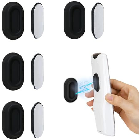 XYOFUN Magnetic Remote Control Holder Wall Mount - 4 Pcs No Drill Self-Adhesive Organizer for Air Conditioner & TV Remotes, Storage Caddy for Televisions Backside - Black