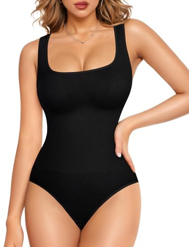 Junlan Body Contenitivo Modellante Donna Pancia Piatta Guaina Contenitiva Intimo Snellente Shaper Bodysuit (Nero,L)