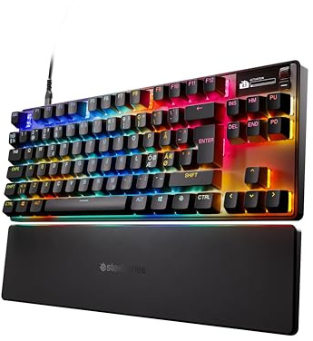 SteelSeries Apex Pro Gen 3 TKL - Hypermagnetiskt tangentbord för spel - OmniPoint 3.0 - Justerbar aktivering - Rapid Trigger - Skyddsläge - Rapid Tap/SOCD - OLED - RGB - PBT Keycaps -NOR Layout QWERTY