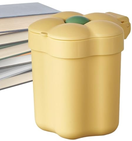 Pattumiera per piano di lavoro, pattumiera da tavolo con coperchio – Cestino per la spazzatura con fiori – cestino per la spazzatura da scrivania, cestino da bagno sul piano di lavoro con