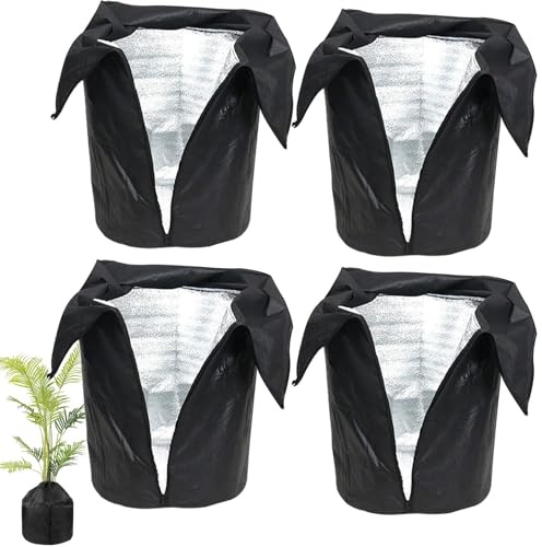 4 Stück Thermo Topfschutz Pflanzen Winter | 45x50 Cm Kälte Topfschutz Winter | Wasserdicht Und Kältebeständig Isolierfolie Winterschutz für Kübelpflanzen | Pflanzenschutz Winter für Topfpflanzen