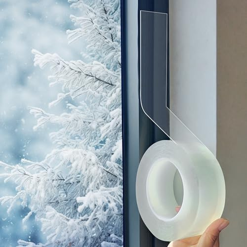 INNAL Window Weather Sealing Tape 5 cmx10 m for Winter - Transparent Waterproof No Residue Sealant Film for Door and Window Draft Isolation