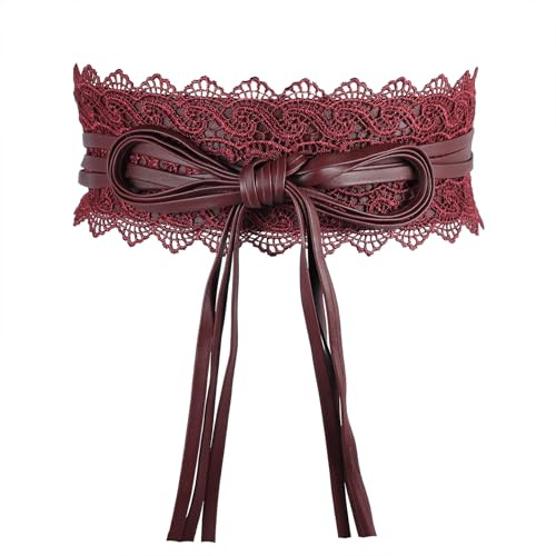 MILAKOO Damen Taillengürtel Breit Weichem Spitze mit Kordelzug Quaste Damen Breiter Bindegürtel Obi Breite Wickel Taille Band Krawatte Gürtel für Kleid Hochzeit Partei