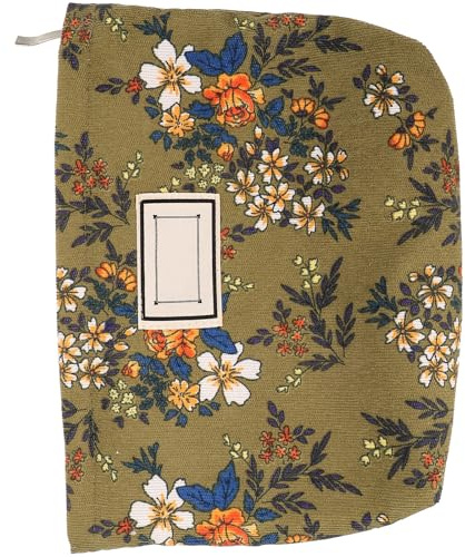 VALICLUD Petite et Multifonctionnelle Trousse de Maquillage Vert en Velours Côtelé à Imprimé Floral, Légère pour Voyage et Usage à Domicile