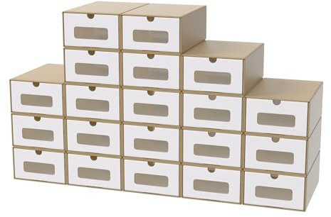 YRHome Lot de 20 boîtes à tiroirs avec fenêtre et tiroir - Organiseur de chaussures mobile - Boîte à jouets empilable