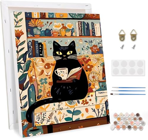 TOSTOG Malen Nach Zahlen Erwachsene mit Rahmen,Katze Acrylmalerei Set DIY Handgemalt Ölgemälde Kit Paint by Numbers Adult Beginner,Hause Dekoration Verwendet Werden 30x40cm