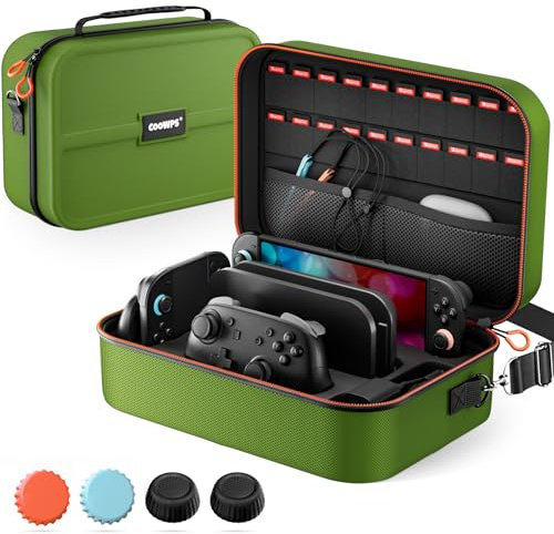 COOWPS Switch 2 Carrying Case 2025, with 4Pcs Thumb Grips, 20 Game Card Slots, Portable Travel Hard Full Protection All In One Storage Case for Nintendo Switch 2 Console Pro Controller Accessories