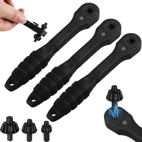 Tendeur à cliquet 2 en 1, tournevis universel à double extrémité, outil de serrage multifonction et interchangeable pour perceuses électriques et outils électriques (3 pièces)