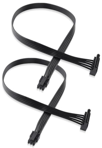 ELFJMZP mini ATX 6PIN to SATA 15 PIN Adapter Extension Cable for Mechanical HDDs, SSDs, DVD/CD-ROMs (16.0 in./40.6 cm)(Pack of 2)