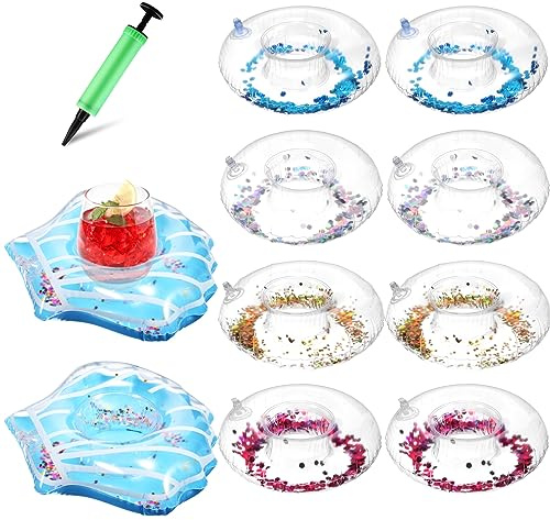 OUNONA 10 Piezas Lentejuelas para Portavasos Inflable Portavasos para Piscina Inflable para Piscina para Fiestas De Verano La