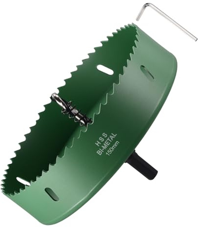 METALLIXITY Kit de Scie Cloche Bi-Métal 150mm (5-7/8), Fraise à Trou en Acier Rapide M42 avec Mèche Centrale, Clé Hexagonale et Ressort - pour Tôle Métallique, Bois, Vert