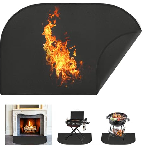 Alfombra Ignifuga para Chimenea, 50x80cm Protector Suelo Chimenea, Alfombrilla Antideslizante, Alfombra Ignífuga Fibra Vidrio Engrosada Alfombrilla, Resistente Fuego Protector Piso (50x100cm)
