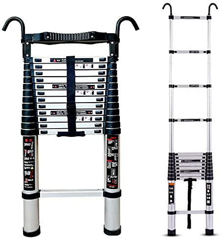 Scala telescopica in alluminio leggero, capacità 150 kg, scala di sicurezza per uso domestico e progetti esterni, portata 2,8 m, versatile e