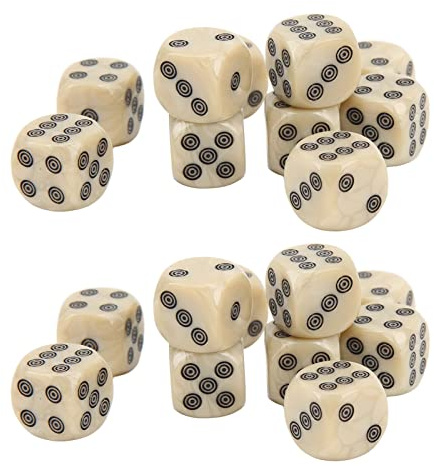 Brrnoo Dice -Set, 6 -seitige Würfel Weiße Perle Getreidekreis Punkte 20 PCs 16 Mm Sechsseitig Würfel für Table Borad Spiele, Klassenzimmer Math Bulk Game Dice, Unterhaltung Mehr Aufregender