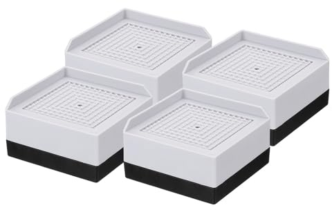 sourcing map 4Pcs Bed Risers, Square Heavy Duty Stackable Lift Block to 1.9, Plastic Furniture Risers for Desk, Chair, Table, Sofa Legs, Refrigerator, Washing Machine(3.3x3.3, Gray)