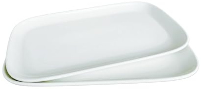 Provance 2er Set 30cm x 17,5 cm Tablett Serviertablett Keramik Porzellan Weiß - Servierplatte Groß Kuchenplatte Rechteckig für Antipasti, Dessert, Kuchen, Sushi, Salat, Porzellanteller