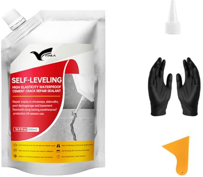Concrete Crack Filler, 1PC High Elasticity Self-Leveling Sealant - Waterproof Cement Repair for Driveway, Patio, Sidewalk, Joints - Fast Drying Gray Adhesive - Indoor & Outdoor Caulk
