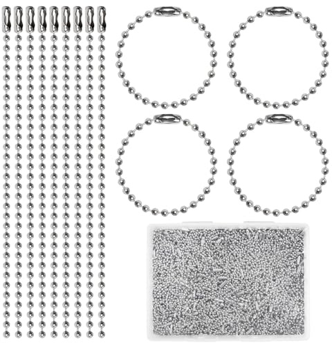 HAPY SHOP 300 Pieces Ball Bead Chains Dog Tag Chain Metal Sliver Dog Tag Necklace 4.72 Inch Long 2.4mm Ball Chain for Jewelry Making DIY Crafts Hanging Decoration