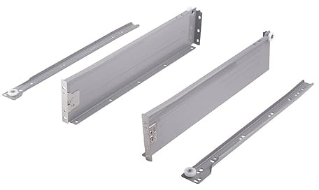 cyclingcolors 2x guida per cassetti a rulli con sponde guide per mobili in legno binari scorrevoli mobile porta cucina bagno, altezza 150mm, lunghezza 350mm, 25kg, grigio