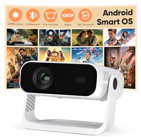 Mini videoprojecteur Intelligent, résolution Native 1080p, retroprojecteur 4K, Applications intégrées, Correction Automatique
