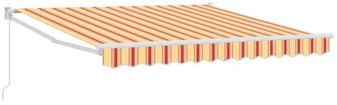 KUPTYERFG Auvent à bras articulé rétractable manuel pour terrasse et jardin, avec cadre solide en polyester, jaune orange, 350 x 250 x 165 cm, ombrage extérieur