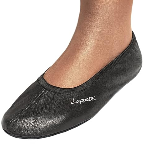 Lappade Noir Chaussures de Gymnastique, Chaussons, Chaussons de Gymnastique avec Semelle en Cuir Taille 45