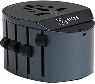 SKROSS | Alpha Line | Adattatore Universale da Viaggio Completo per Prese a 2 o 3 Poli - 10 A - Fino a 2.500 watt (adatto anche a PC e Asciugacapelli) - 5 Anni Garanzia Internazionale, 1.104100, Black