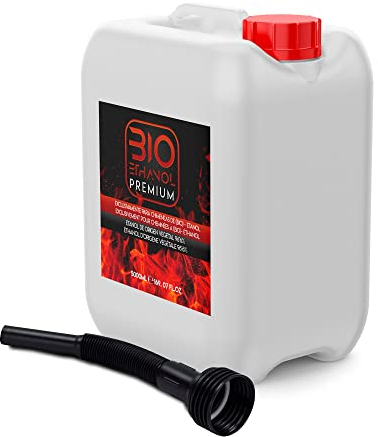 Garrafa 5 litros Bioetanol con Embudo para chimeneas | Etanol Origen Vegetal