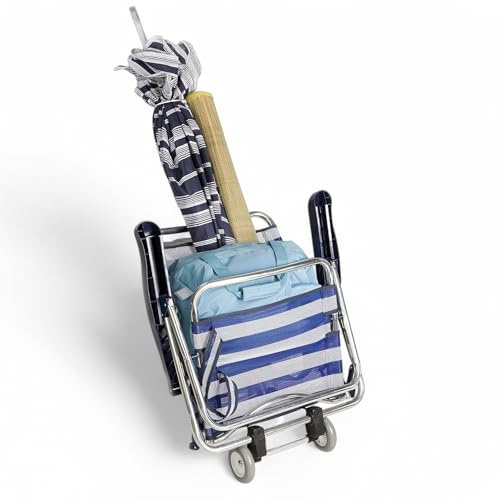 Pincho Ruedas para Silla de Playa - Convierte tu Silla en Carro de Transporte - Montaje Fácil - Rodamiento Suave en Arena - Compatible con la Mayoría de Sillas - Incluye Gancho para Accesorios