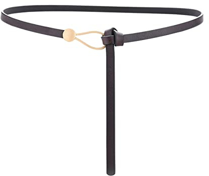 LumiSyne Cinturón De Cuero Para Mujer Cinturón Fino Diseño De Hebilla Anudado De Moda Piel De Vaca Hebilla De Aleación Cinturones De Cuero Ajustables Decoración Pretina Para Vestido Abrigo Camisa