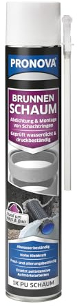 Pronova Brunnenschaum - 1K-PUR Schacht- und Montageschaum dauerhaft Wasserdicht und Druckbeständig zum Verfüllen, Dichten & Dämmen 750ml (Grau)