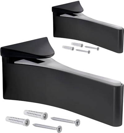 Gedotec Design Regal-Halterung - Wandregal aus Metall - Schwarz matt | 2 Stück - Regalhalterung Schwerlast | MAFOS | Tablardicke 6-30 mm | Regalboden-Träger mit Tragkraft bis 50 kg | Regalträger