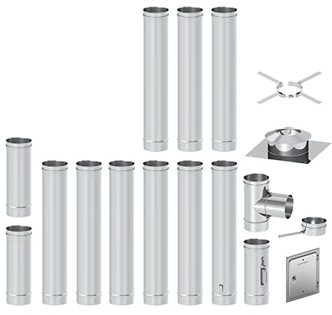 H&M Germany EW FU Edelstahl Sanierungsbausatz 11m Ø150mm 0,6mm Materialstärke Schornstein Kamin Einwandig Sanierung für gemauerten Kamin