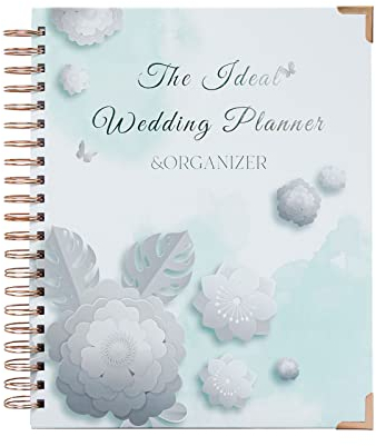 BIGWHEAT88 Hochzeitsplaner & Organisator Spiralnotizbuch Liniertes Notizbuch für Zukünftige Paare Als Verlobungsgeschenk mit Aufklebern,Blue,A4(280 * 210mm)