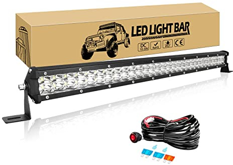 Willpower Barra Led 61cm 24 180W 12V 24V Largo Alcance Luz para 4X4 Coche | Con Cableado, IP67 Impermeable, 6000K Blanco, para Tractor Camion Quad SUV ATV UTV Offroad Barco Vehículos