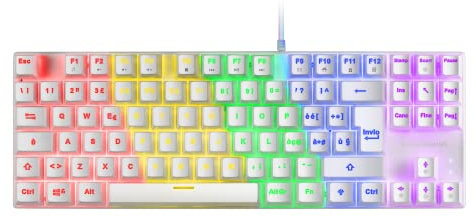 Mars Gaming MK80 Bianco, Tastiera Gaming Meccanica TKL FRGB, Antighosting, Switch Meccanico Rosso, Lingua Italiano